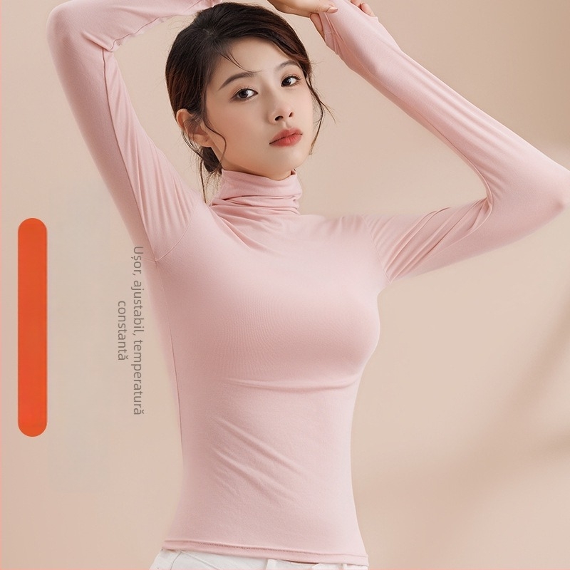 Top damă din modal cu guler înalt, pulover, mâneci lungi, slim fit, 181-200 g/m²