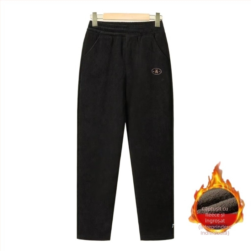 Pantaloni corduroy cu căptușeală pentru iarnă, pentru femei în vârstă, stil haarem.