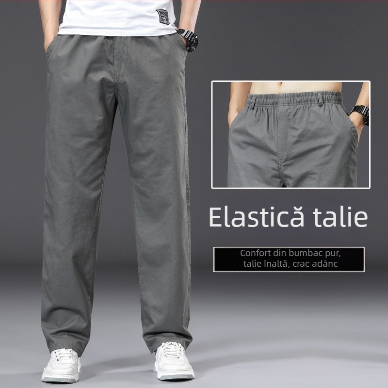 Pantaloni casual drept, căldură de iarnă, amestec din fibre de bambus și bumbac spălat, talie medie-înaltă, șnur pentru închidere, buzunare, 2025 iarnă