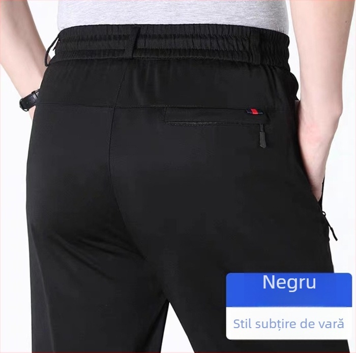 Pantaloni casual de iarnă cu căptușeală fleece, croială dreaptă, talie înaltă, șnur pentru strângere, pentru bărbați, toate anotimpurile