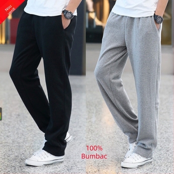 Pantaloni casual din bumbac pentru bărbați, croială lejeră, talie înaltă, respirabili și absorbanti de umezeală