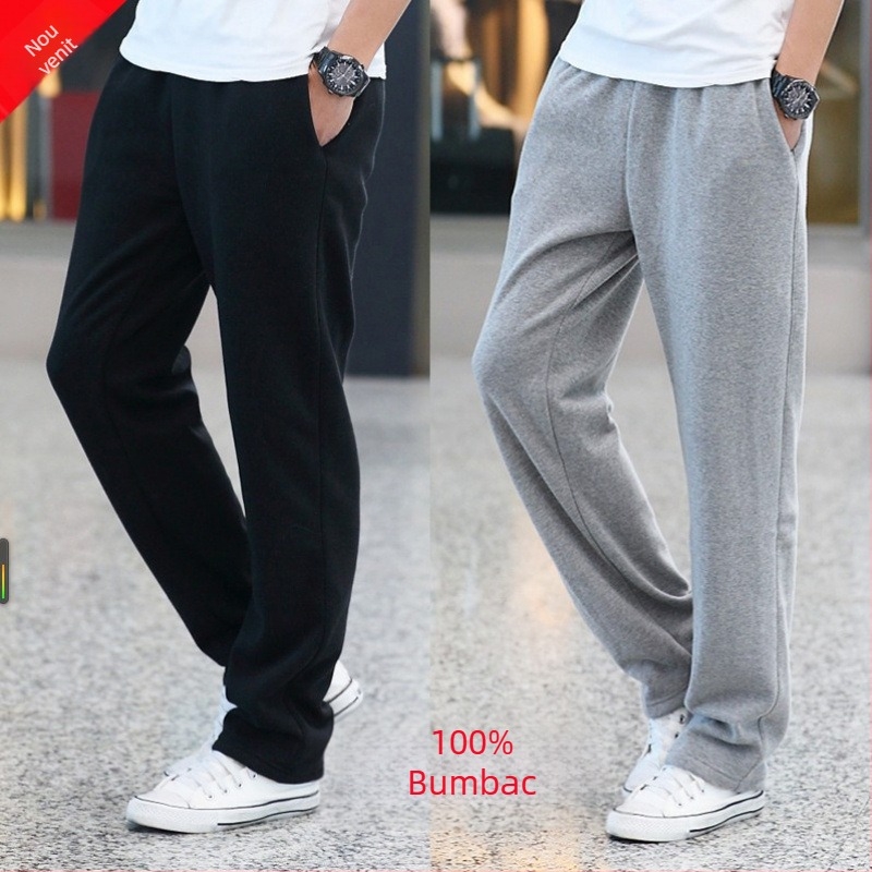 Pantaloni casual din bumbac pentru bărbați, croială lejeră, talie înaltă, respirabili și absorbanti de umezeală