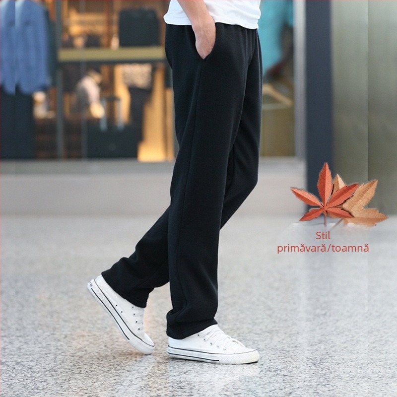 Pantaloni casual din bumbac pentru bărbați, croială lejeră, talie înaltă, respirabili și absorbanti de umezeală