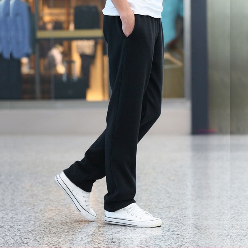 Pantaloni casual din bumbac pentru bărbați, croială lejeră, talie înaltă, respirabili și absorbanti de umezeală
