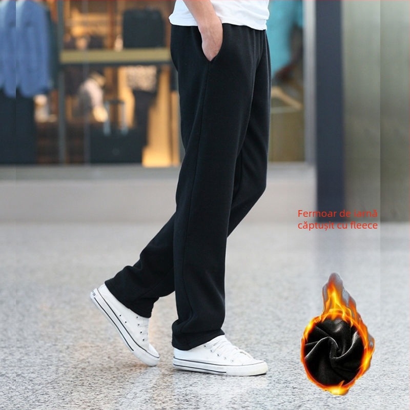 Pantaloni casual din bumbac pentru bărbați, croială lejeră, talie înaltă, respirabili și absorbanti de umezeală