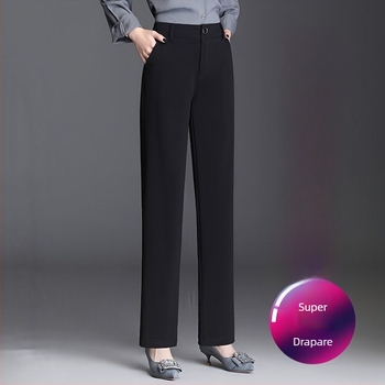 Pantaloni casual din poliester pentru femei, drepti, cu evazare la bază, talie înaltă, stil vară 2023