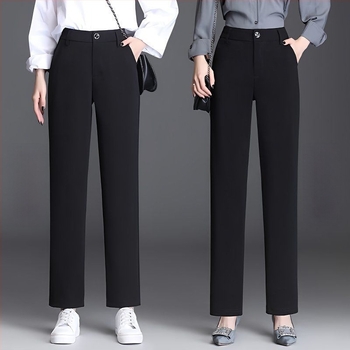 Pantaloni casual din poliester pentru femei, drepti, cu evazare la bază, talie înaltă, stil vară 2023