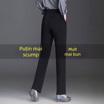 Pantaloni casual din poliester pentru femei, drepti, cu evazare la bază, talie înaltă, stil vară 2023