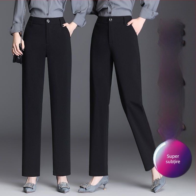 Pantaloni casual din poliester pentru femei, drepti, cu evazare la bază, talie înaltă, stil vară 2023