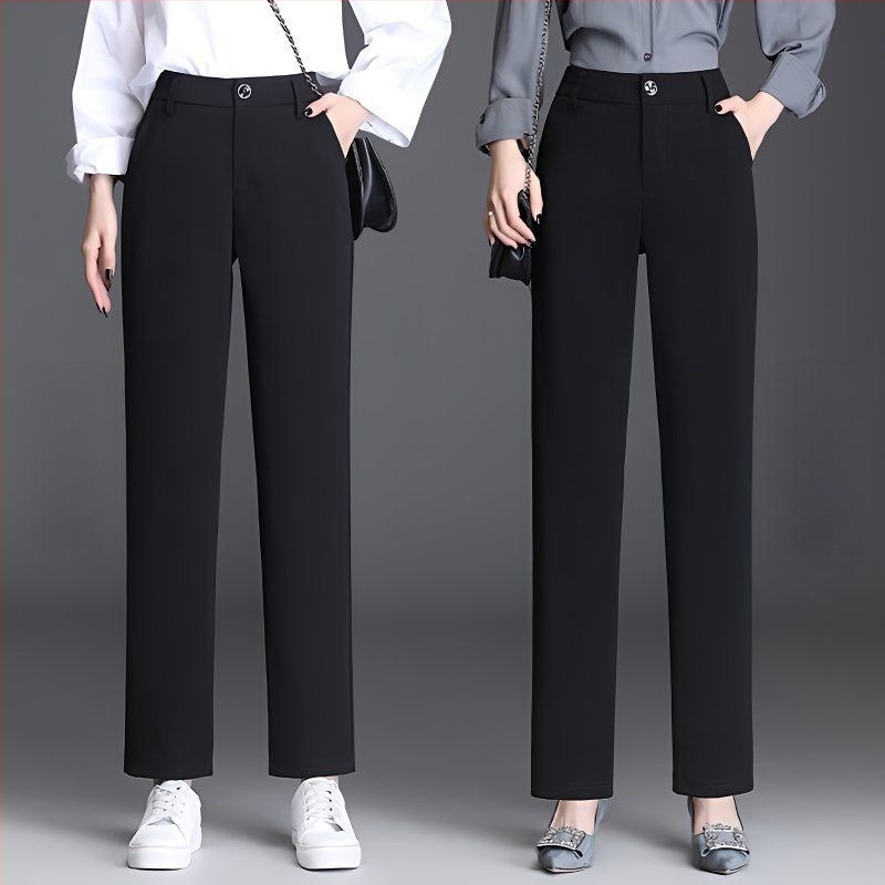 Pantaloni casual din poliester pentru femei, drepti, cu evazare la bază, talie înaltă, stil vară 2023