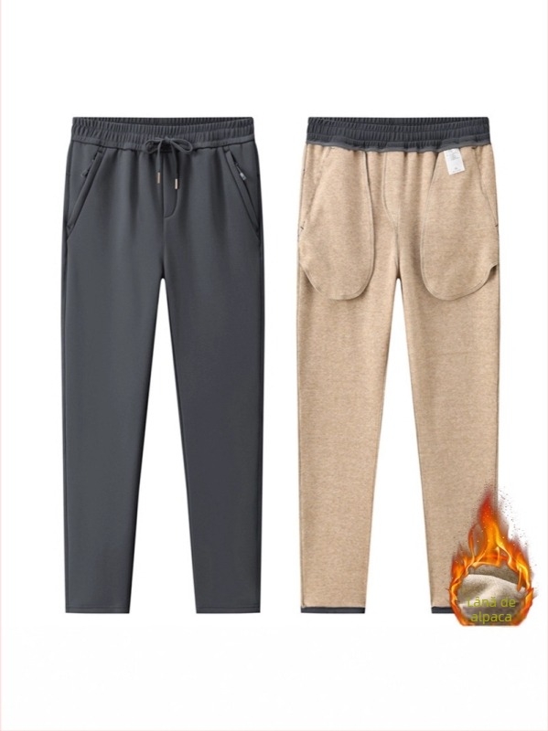Pantaloni sport casual - Nylon-Spandex 88/12, căptușeală fleece, elasticitate ridicată, talie medie, croială largă