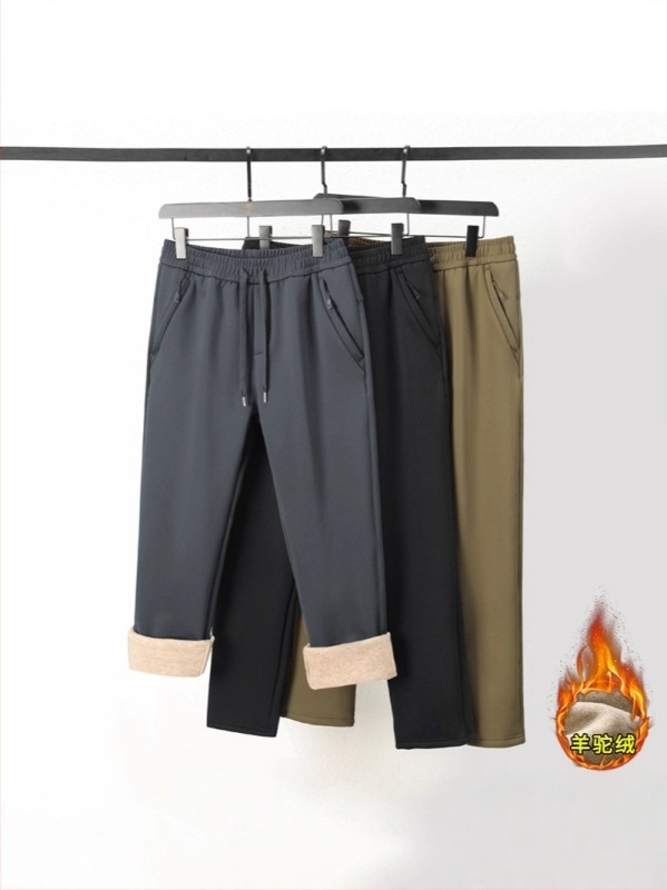 Pantaloni sport casual - Nylon-Spandex 88/12, căptușeală fleece, elasticitate ridicată, talie medie, croială largă