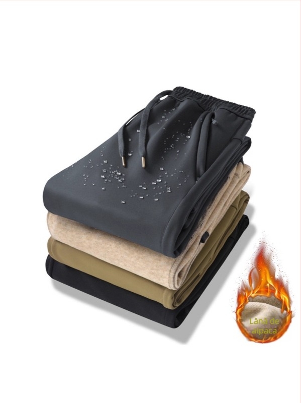 Pantaloni sport casual - Nylon-Spandex 88/12, căptușeală fleece, elasticitate ridicată, talie medie, croială largă