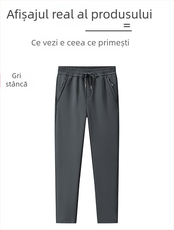 Pantaloni sport casual - Nylon-Spandex 88/12, căptușeală fleece, elasticitate ridicată, talie medie, croială largă