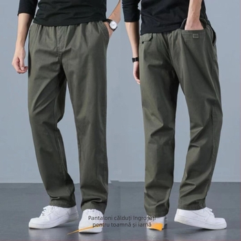 Pantaloni de lucru din bumbac, croială dreaptă, talie medie, fermoar, buzunare multiple, pentru iarnă