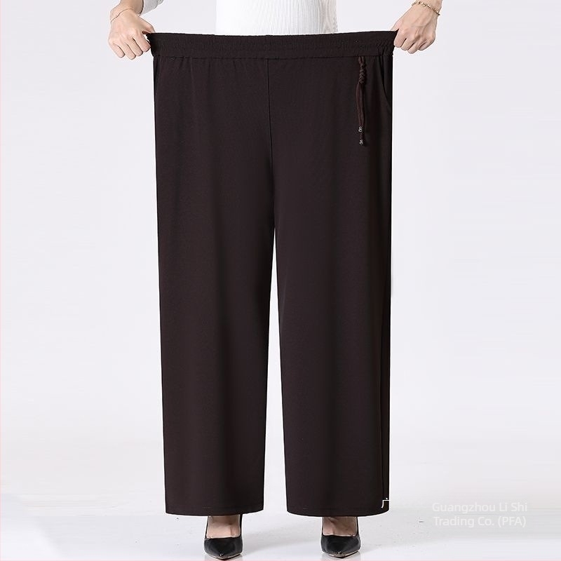 Pantaloni largi pentru femei de vârstă mijlocie și în vârstă, toamna-iarna, casual, talie elastică, stil retro (TR țesătură, PVC 90–95%, Triacetat <30%, primăvara 2025)