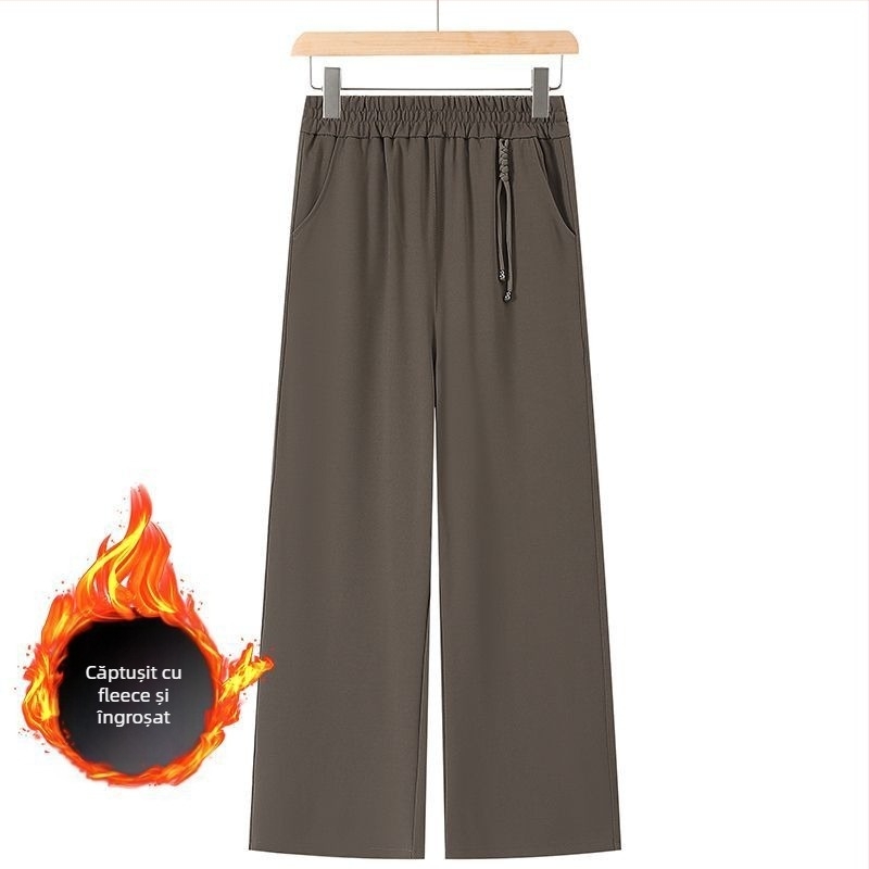 Pantaloni largi pentru femei de vârstă mijlocie și în vârstă, toamna-iarna, casual, talie elastică, stil retro (TR țesătură, PVC 90–95%, Triacetat <30%, primăvara 2025)
