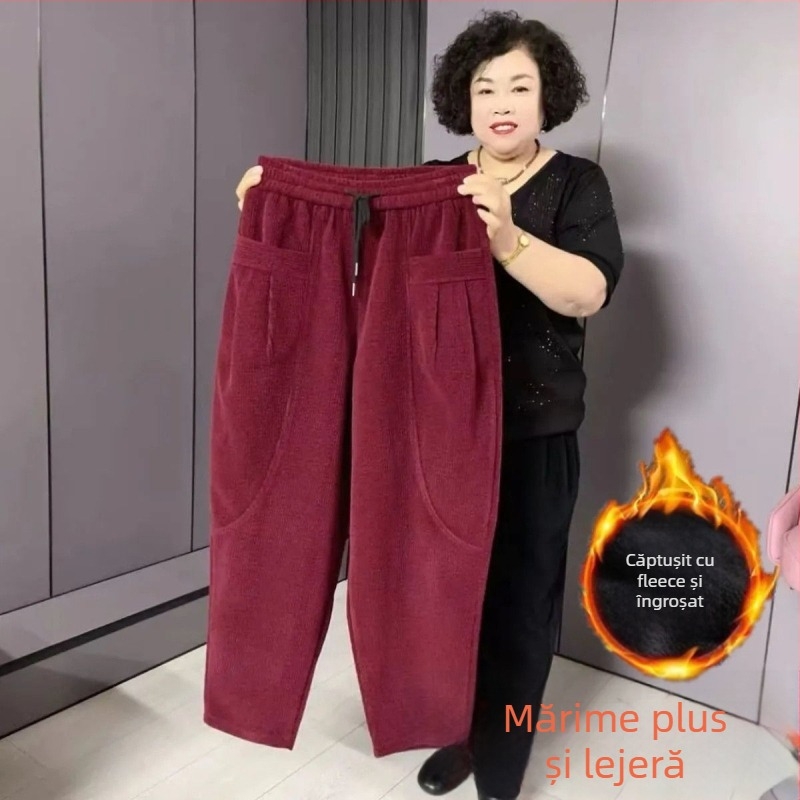 Pantaloni harem pentru femei, croială largă, stil retro, pentru toamna-iarna 2025, țesătură PVC-TR, pentru femei mature.