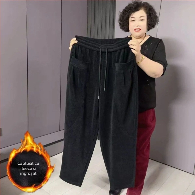 Pantaloni harem pentru femei, croială largă, stil retro, pentru toamna-iarna 2025, țesătură PVC-TR, pentru femei mature.