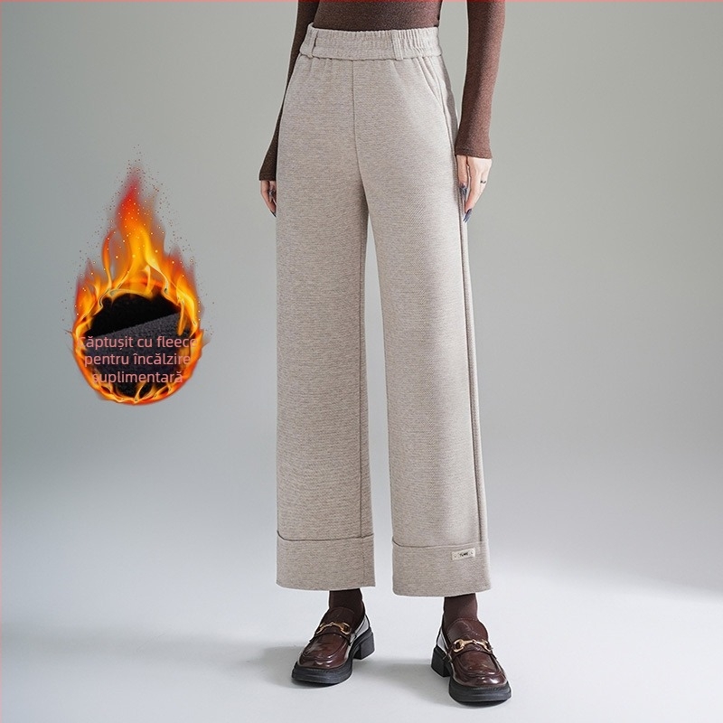 Pantaloni femei din lână pentru iarna 2025, croială lejeră, stil casual, microelasticitate