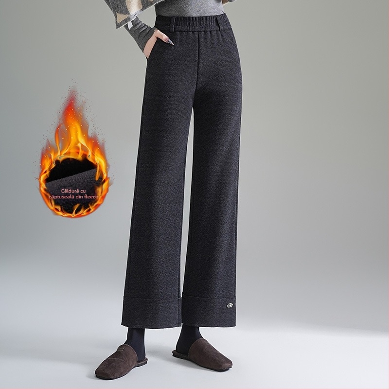 Pantaloni femei din lână pentru iarna 2025, croială lejeră, stil casual, microelasticitate