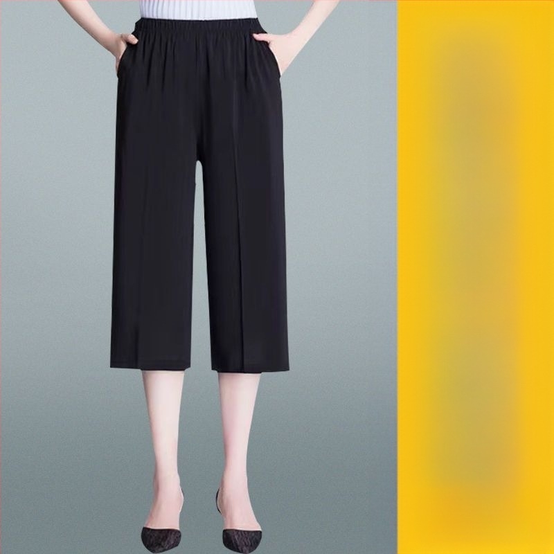 Pantaloni casual drepți pentru femei de vârstă mijlocie și în vârstă, lungime 9/10, țesătură țesută din lână, conținutul principal al țesăturii 95%+, stil primăvară-toamnă