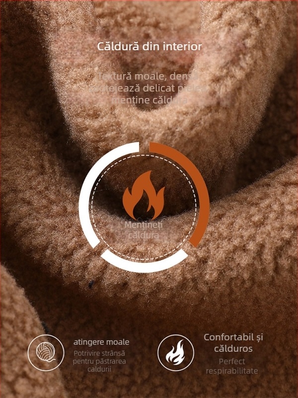 Jeansi cu căptușeală din fleece, talie elastică, croială dreaptă lejeră, iarnă 2025, poliester peste 95%