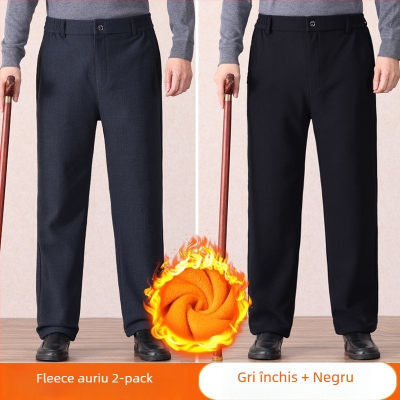 Pantaloni casual pentru bărbați, drepti, talie microelastică, țesătură din bambus și mătase, primăvară