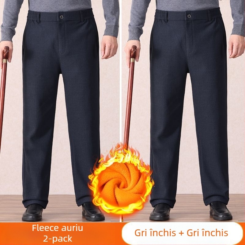 Pantaloni casual pentru bărbați, drepti, talie microelastică, țesătură din bambus și mătase, primăvară
