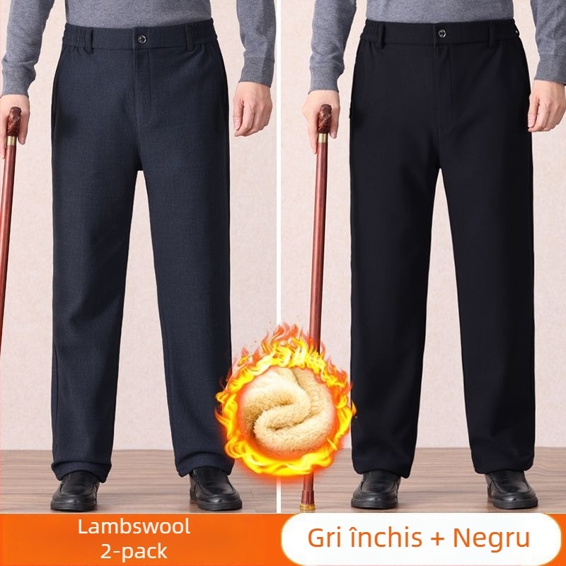 Pantaloni casual pentru bărbați, drepti, talie microelastică, țesătură din bambus și mătase, primăvară