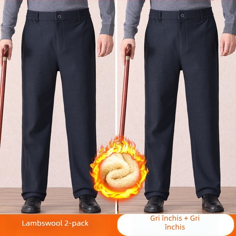 Pantaloni casual pentru bărbați, drepti, talie microelastică, țesătură din bambus și mătase, primăvară