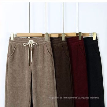 Pantaloni trening de iarnă pentru femei, talie înaltă, croială lejeră, velur Kapok, elasticitate