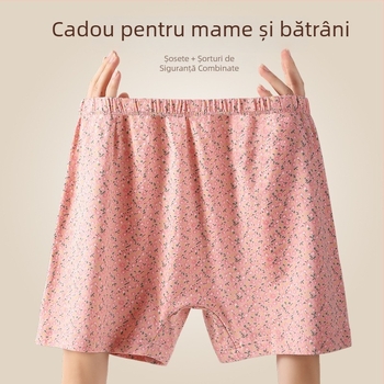 Chiloți din bumbac pentru femei, talie înaltă, croială lejeră, antibacterian, imprimeu floral, plus size