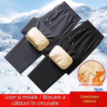 Pantaloni business casual, croi drept, căptușeală fleece, țesătură poliester 100%, închidere cu fermoar