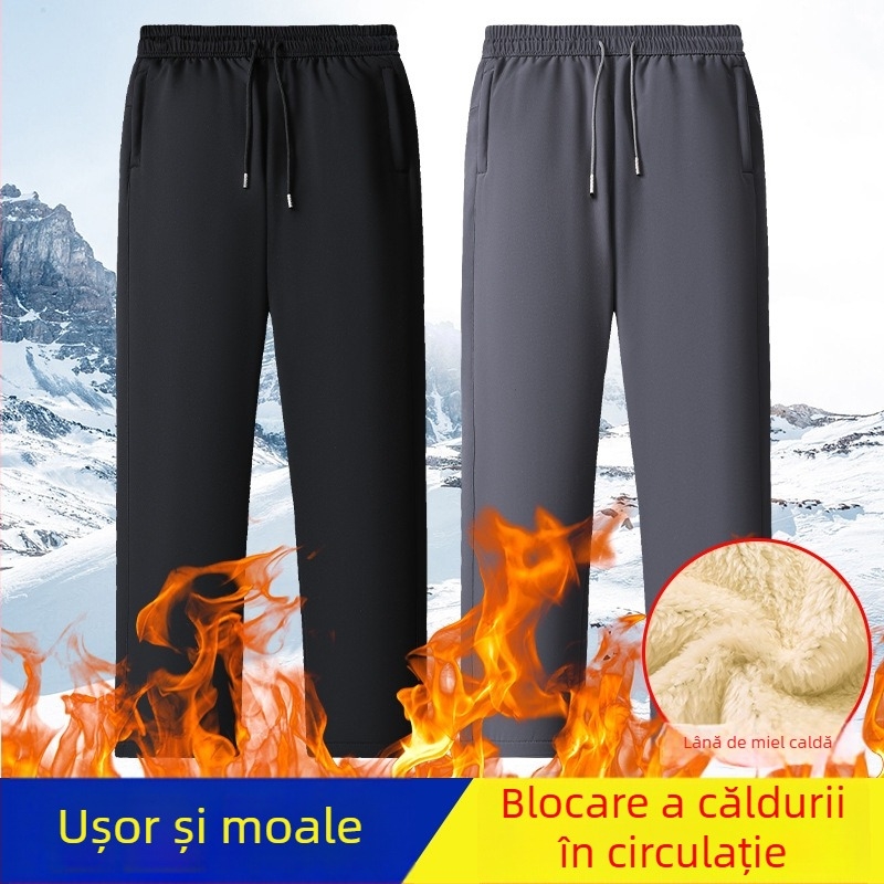 Pantaloni business casual, croi drept, căptușeală fleece, țesătură poliester 100%, închidere cu fermoar