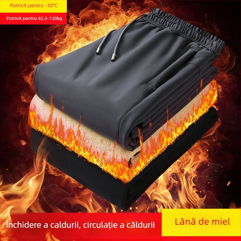 Pantaloni business casual, croi drept, căptușeală fleece, țesătură poliester 100%, închidere cu fermoar