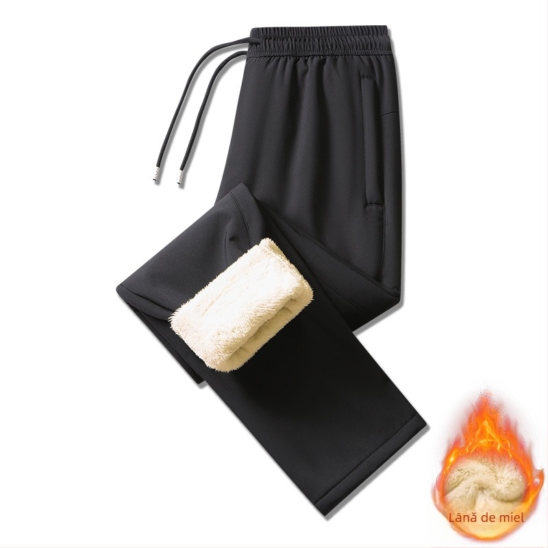 Pantaloni business casual, croi drept, căptușeală fleece, țesătură poliester 100%, închidere cu fermoar