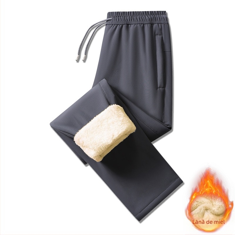 Pantaloni business casual, croi drept, căptușeală fleece, țesătură poliester 100%, închidere cu fermoar