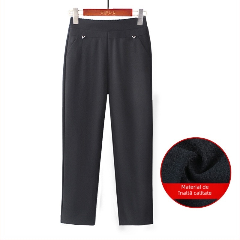 Pantaloni - croială lejeră, microelastic, poliester gros, fără călcare, pentru iarnă (Poliester >95%, Grosime, Microelastic, Fără călcare)