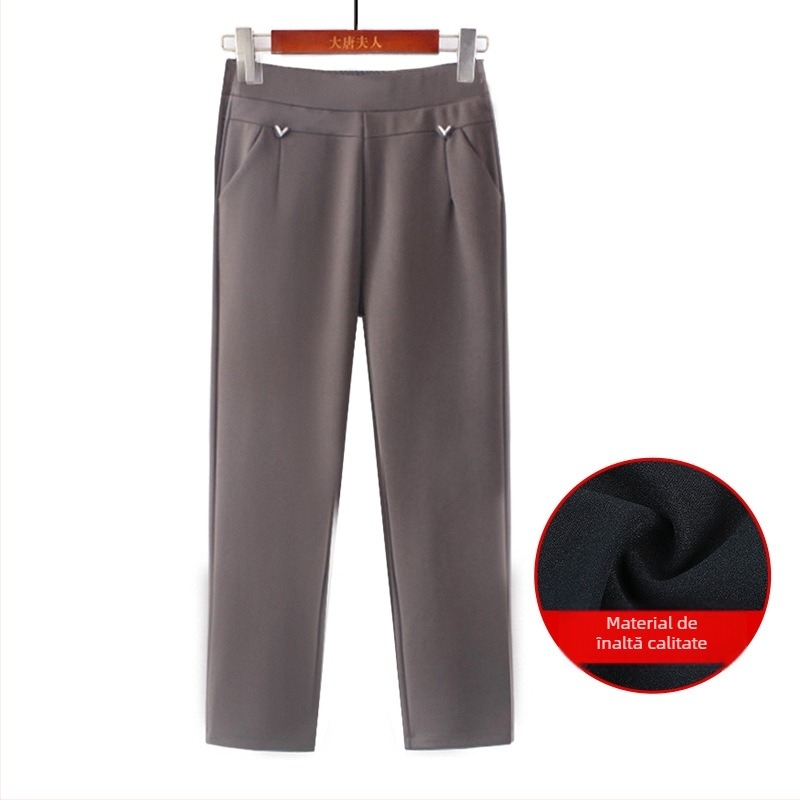 Pantaloni - croială lejeră, microelastic, poliester gros, fără călcare, pentru iarnă (Poliester >95%, Grosime, Microelastic, Fără călcare)