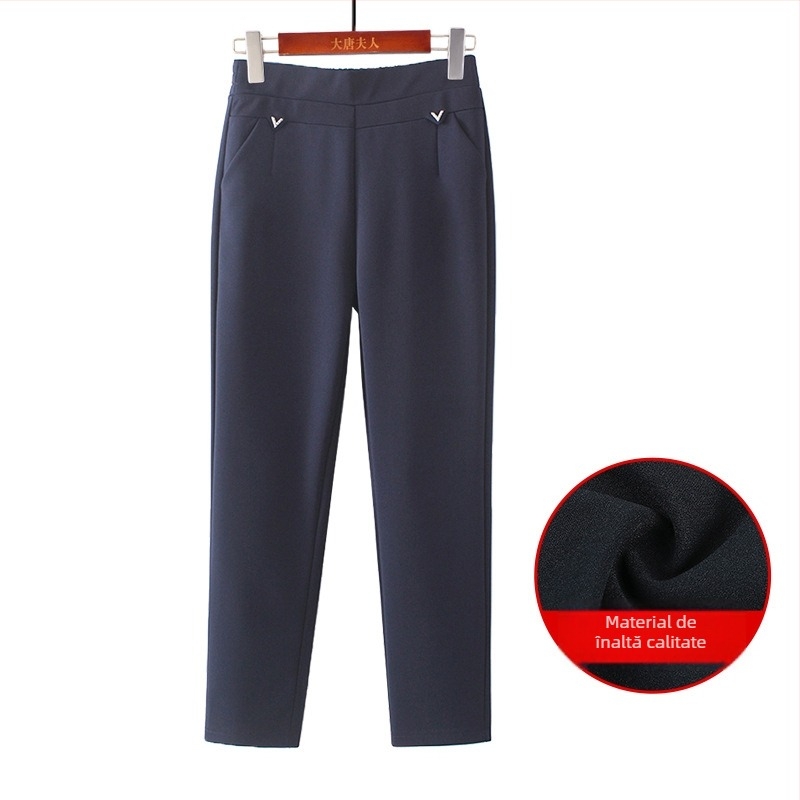 Pantaloni - croială lejeră, microelastic, poliester gros, fără călcare, pentru iarnă (Poliester >95%, Grosime, Microelastic, Fără călcare)