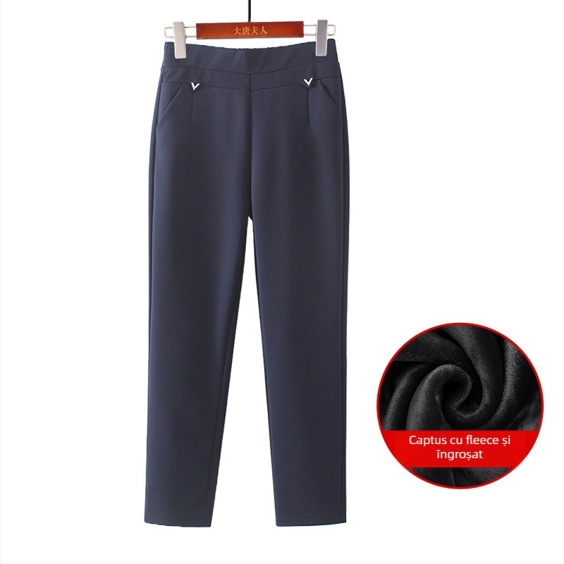 Pantaloni - croială lejeră, microelastic, poliester gros, fără călcare, pentru iarnă (Poliester >95%, Grosime, Microelastic, Fără călcare)