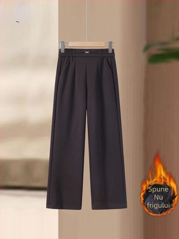Pantaloni casual pentru femei, drepti, talie înaltă, 90–95% poliester, groși pentru iarnă 2025