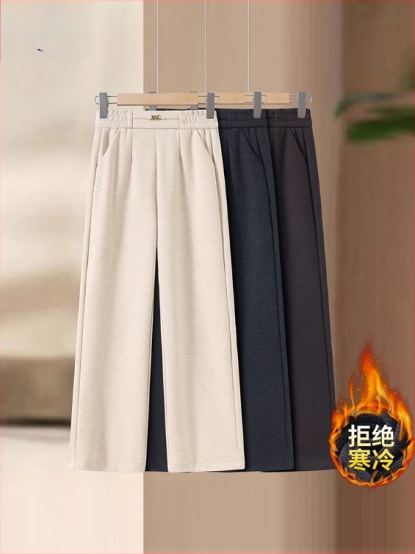 Pantaloni casual pentru femei, drepti, talie înaltă, 90–95% poliester, groși pentru iarnă 2025