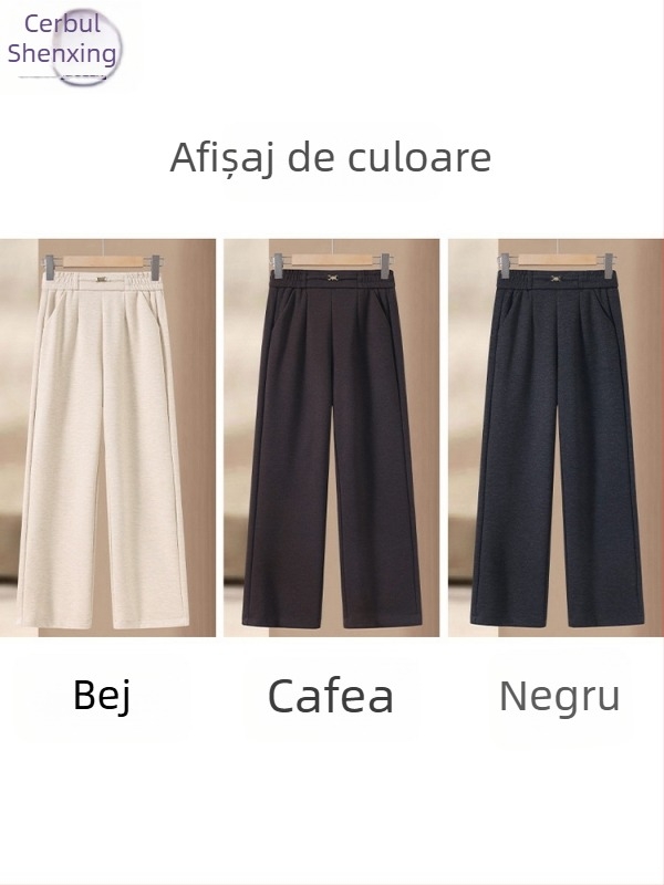 Pantaloni casual pentru femei, drepti, talie înaltă, 90–95% poliester, groși pentru iarnă 2025