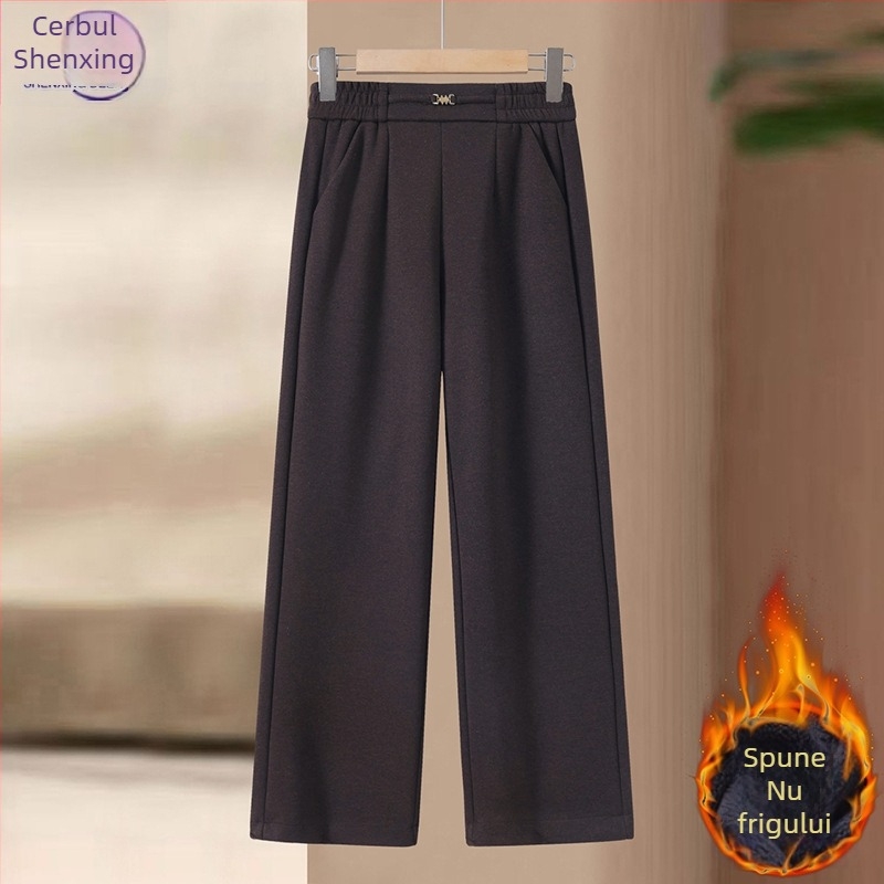 Pantaloni casual pentru femei, drepti, talie înaltă, 90–95% poliester, groși pentru iarnă 2025