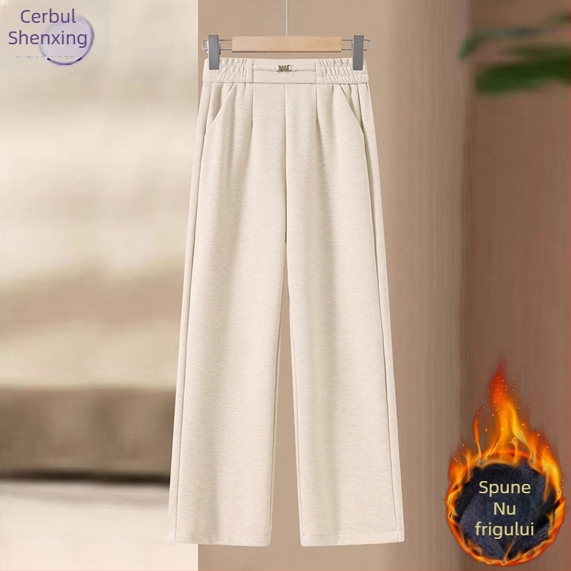 Pantaloni casual pentru femei, drepti, talie înaltă, 90–95% poliester, groși pentru iarnă 2025