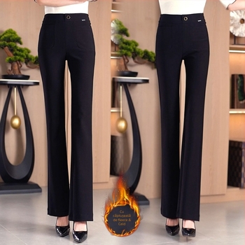 Pantaloni casual din țesătură țesută, microelasticitate, iarnă 2025, stil Royal Sister