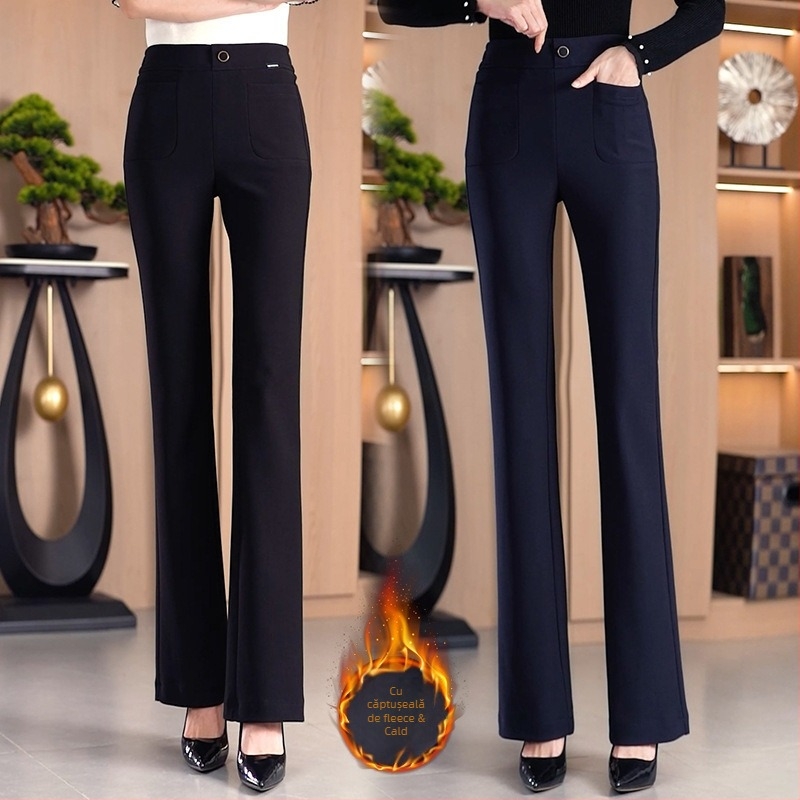 Pantaloni casual din țesătură țesută, microelasticitate, iarnă 2025, stil Royal Sister