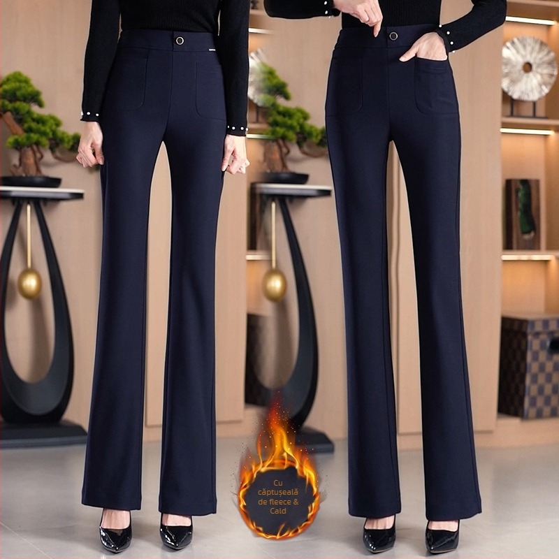 Pantaloni casual din țesătură țesută, microelasticitate, iarnă 2025, stil Royal Sister